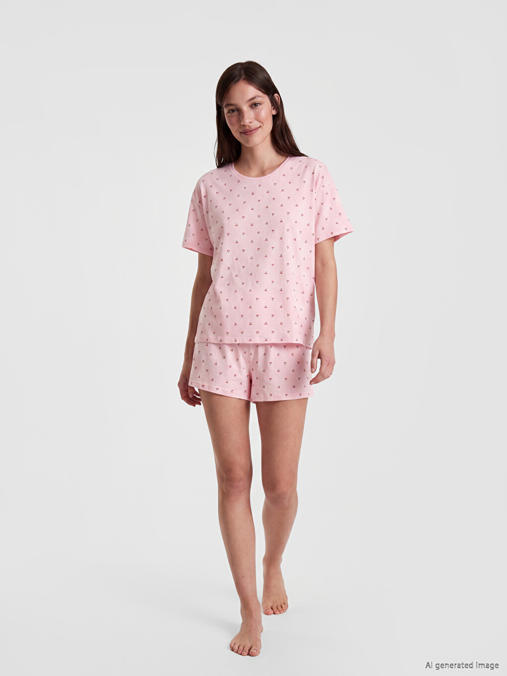 Cherry Patterned Women's Shortie Pyjamas Set