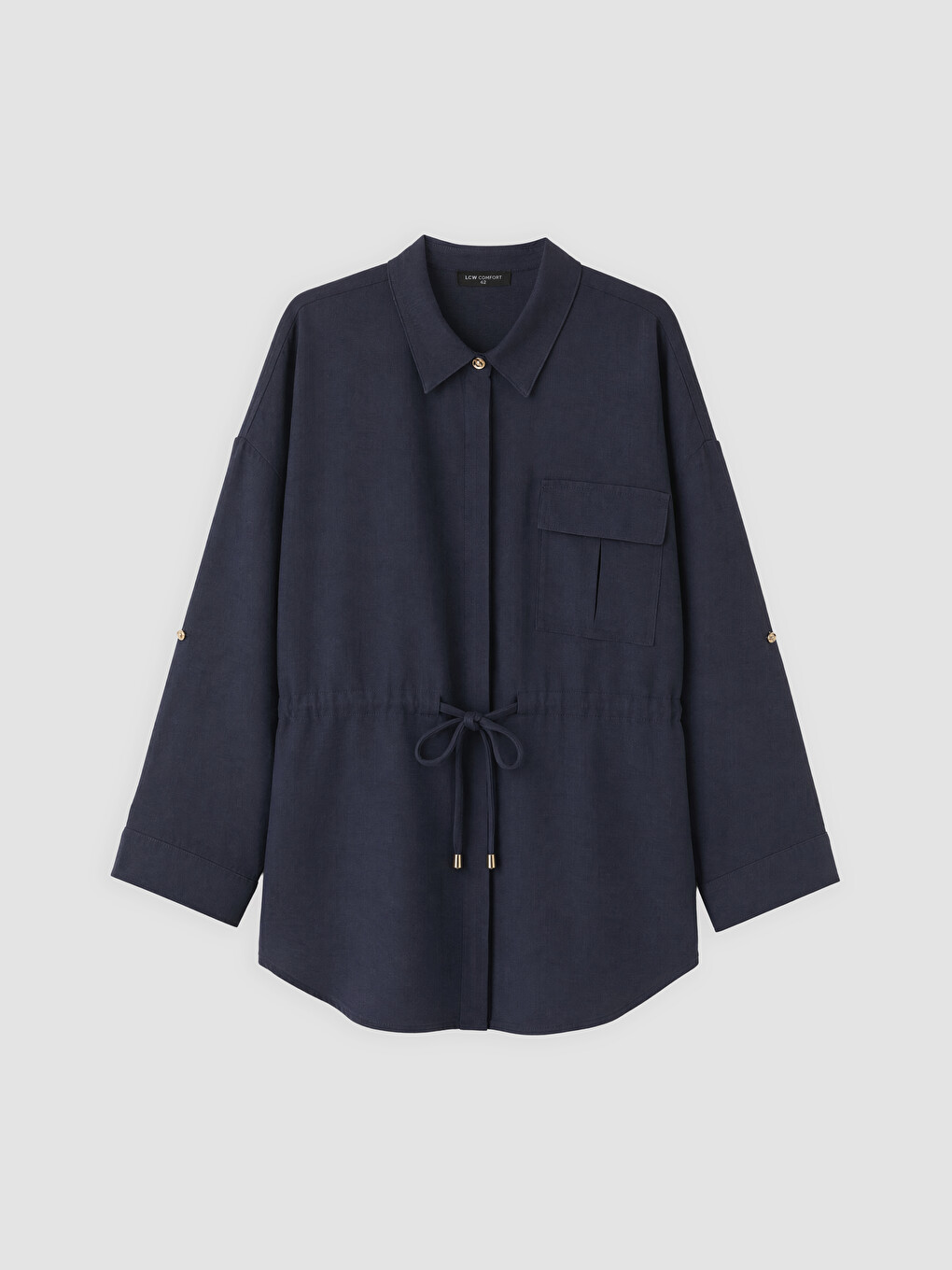Beli Bağcıklı Oversize Kadın Gömlek-4