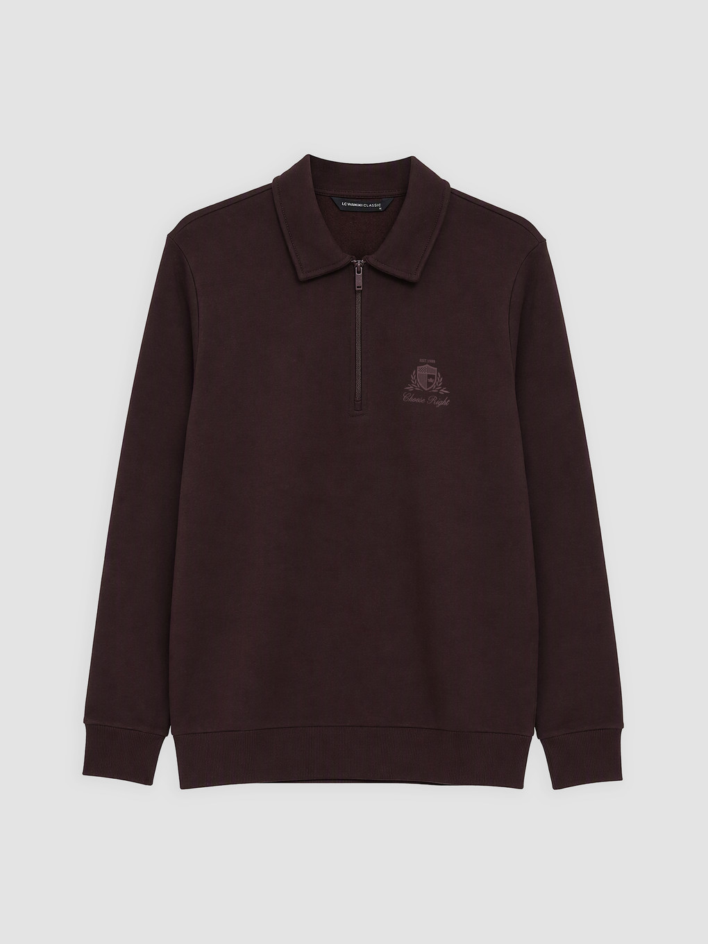 Mürdüm Polo Yaka Erkek Kalın Sweatshirt-4