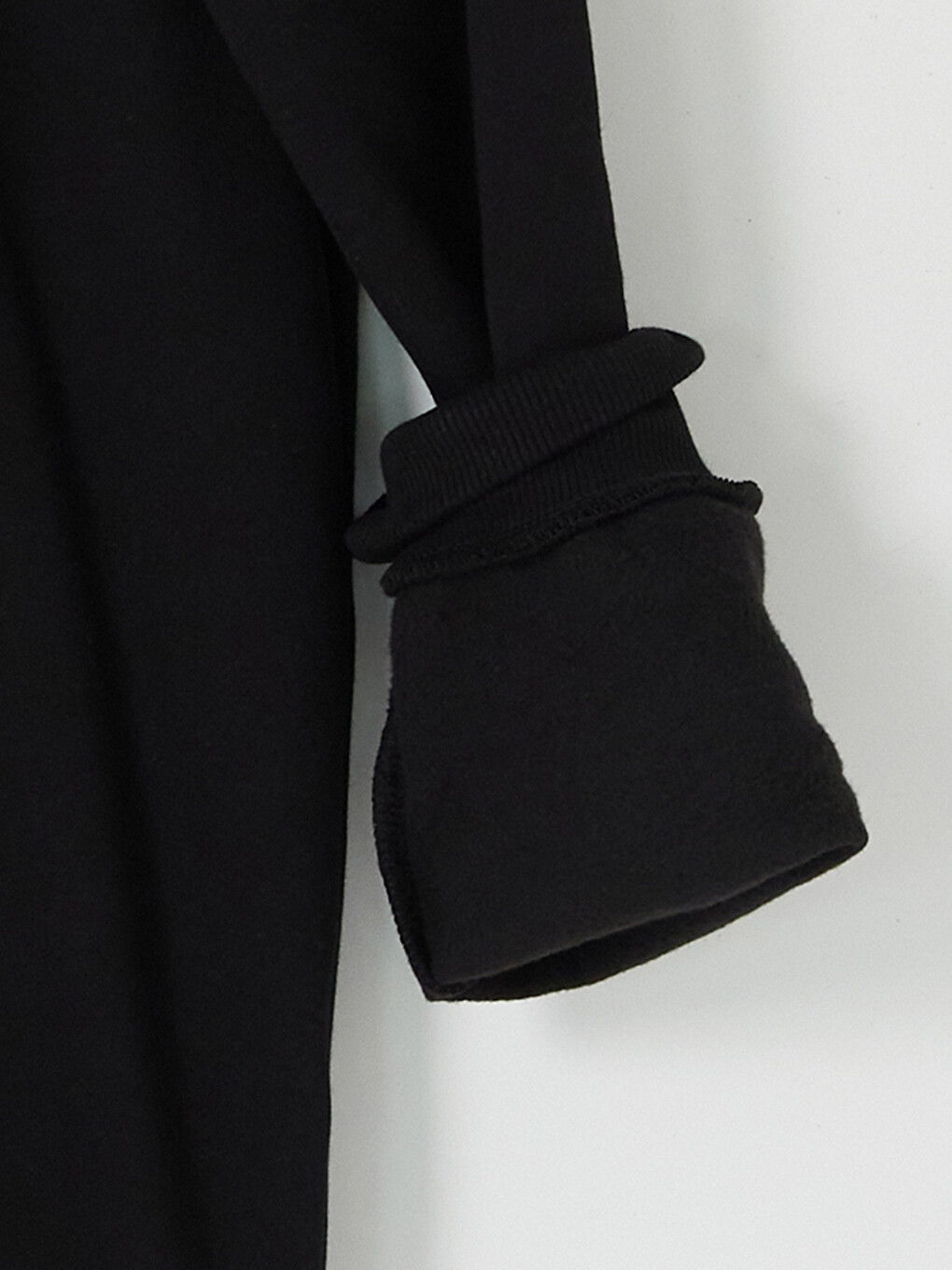 Siyah Polo Yaka Baskılı Erkek Kalın Sweatshirt-3