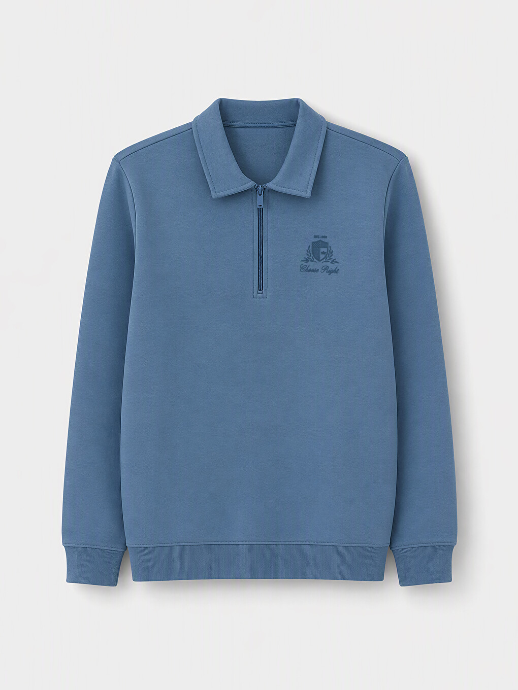 İndigo Polo Yaka Erkek Kalın Sweatshirt-4