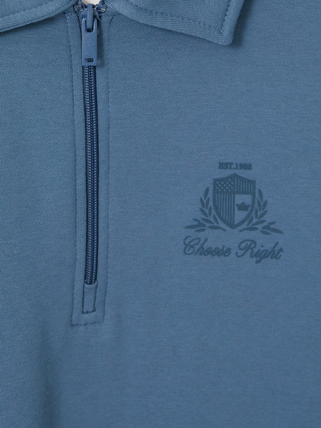 İndigo Polo Yaka Erkek Kalın Sweatshirt-6