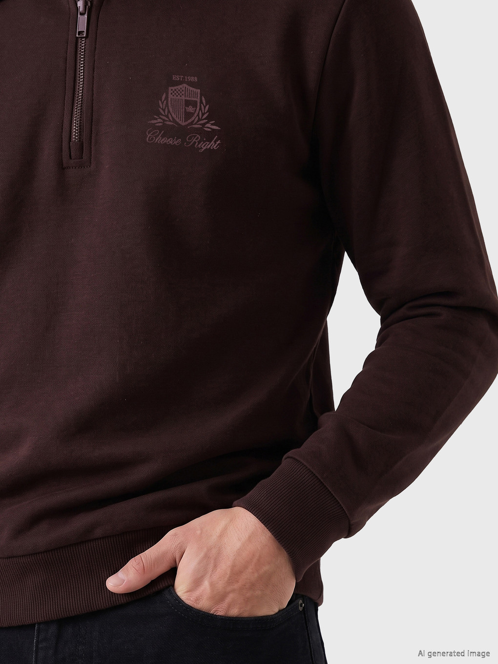 Mürdüm Polo Yaka Erkek Kalın Sweatshirt-2