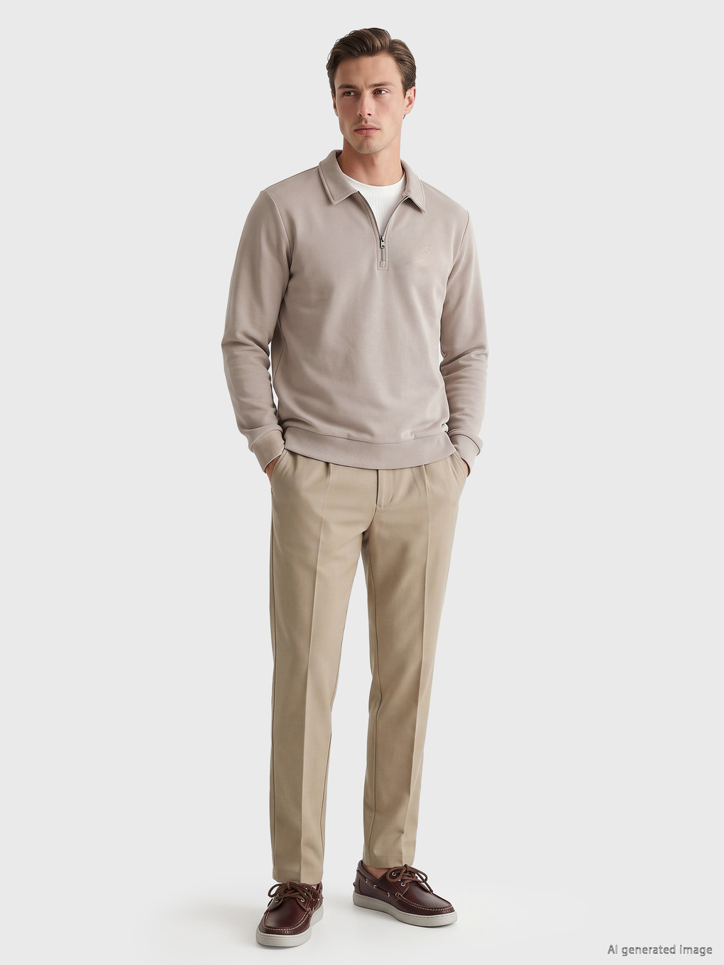 Polo Collar Printed Men's Sweatshirt-1