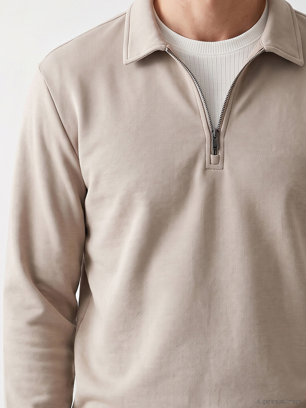Polo Collar Printed Men's Sweatshirt-2
