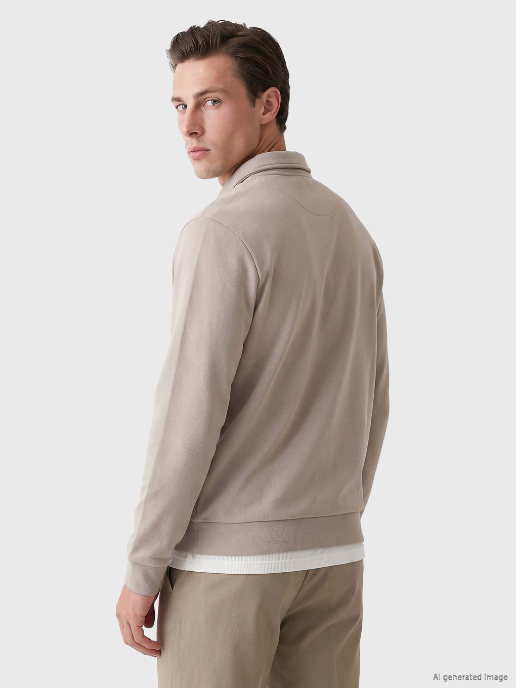 Polo Collar Printed Men's Sweatshirt-3