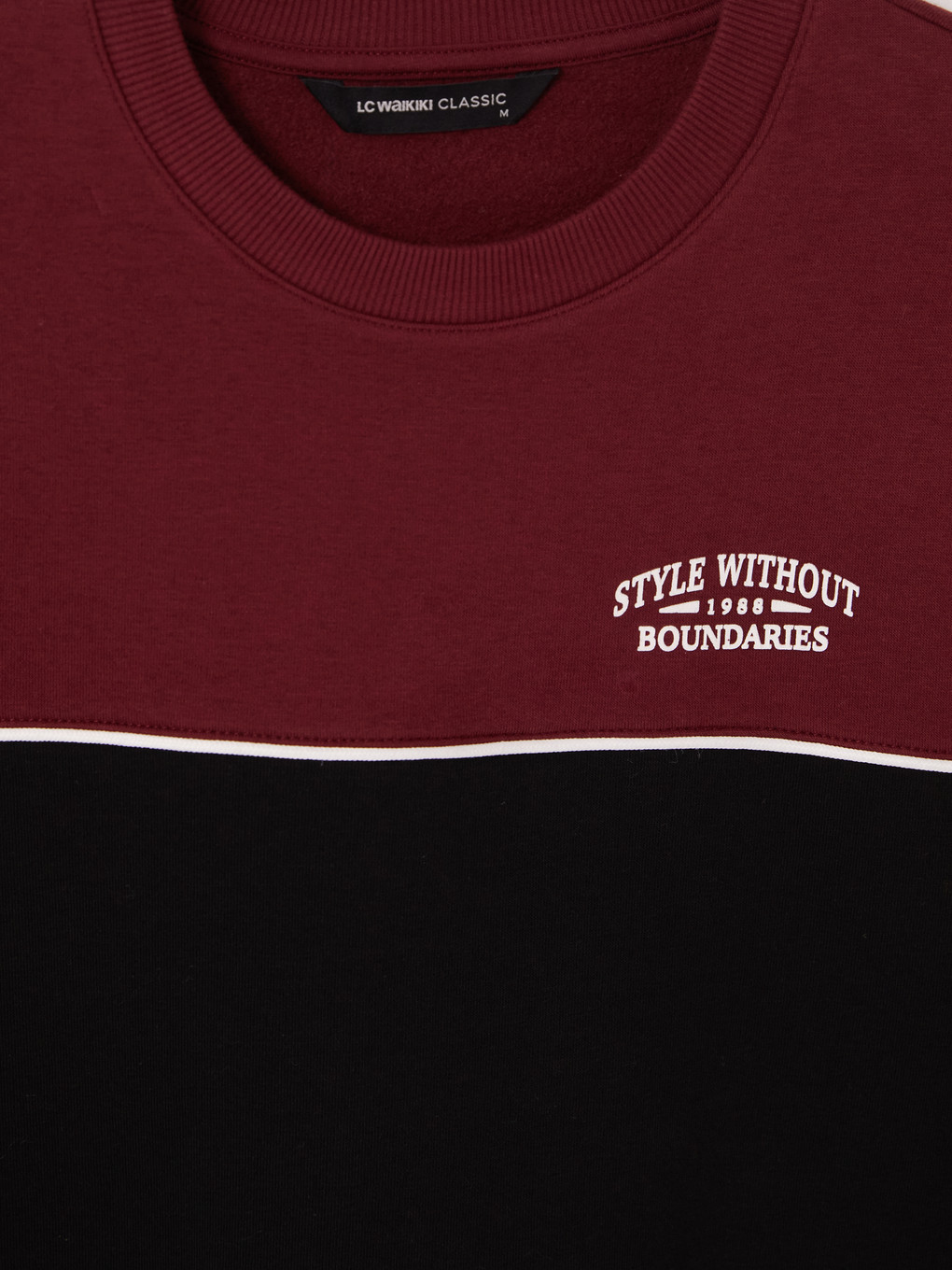 Siyah Bisiklet Yaka Erkek Kalın Sweatshirt-2