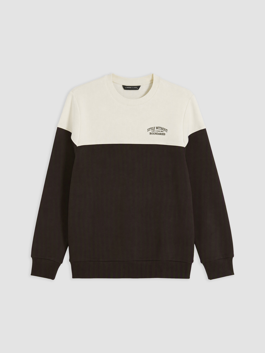 Kahverengi Bisiklet Yaka Erkek Kalın Sweatshirt