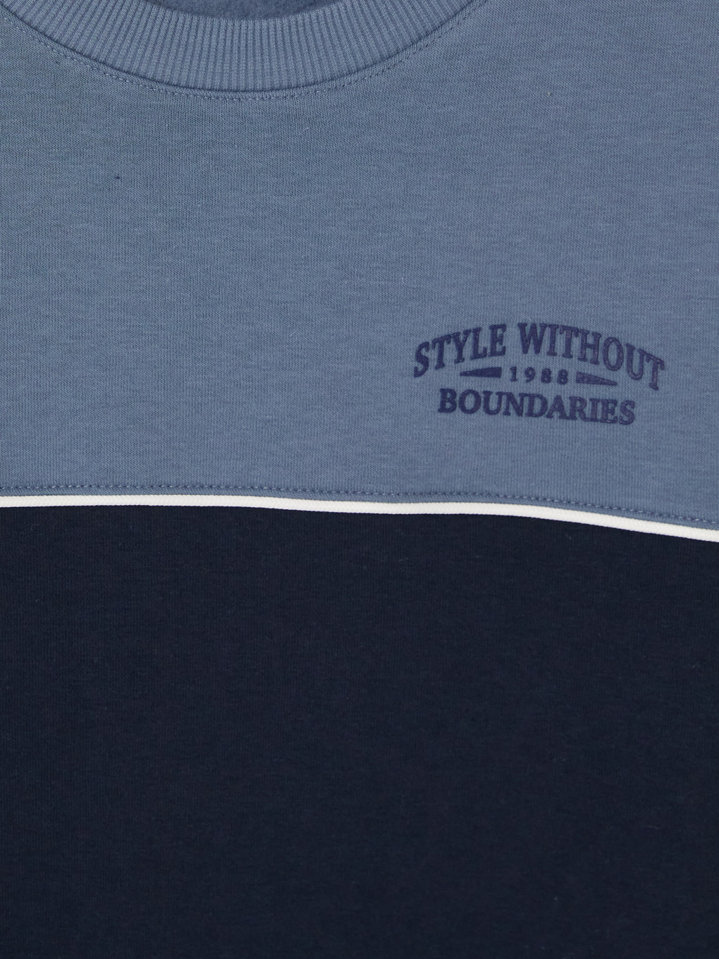 İndigo Bisiklet Yaka Erkek Kalın Sweatshirt-2
