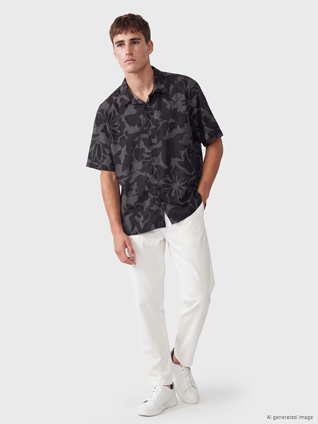 Regular Fit Patterned Viscose Men's Shirt-1
