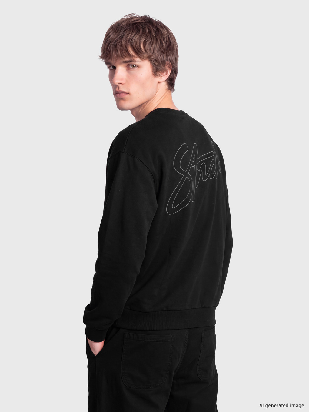 Crew Neck Embroidered Men's Sweatshirt-1