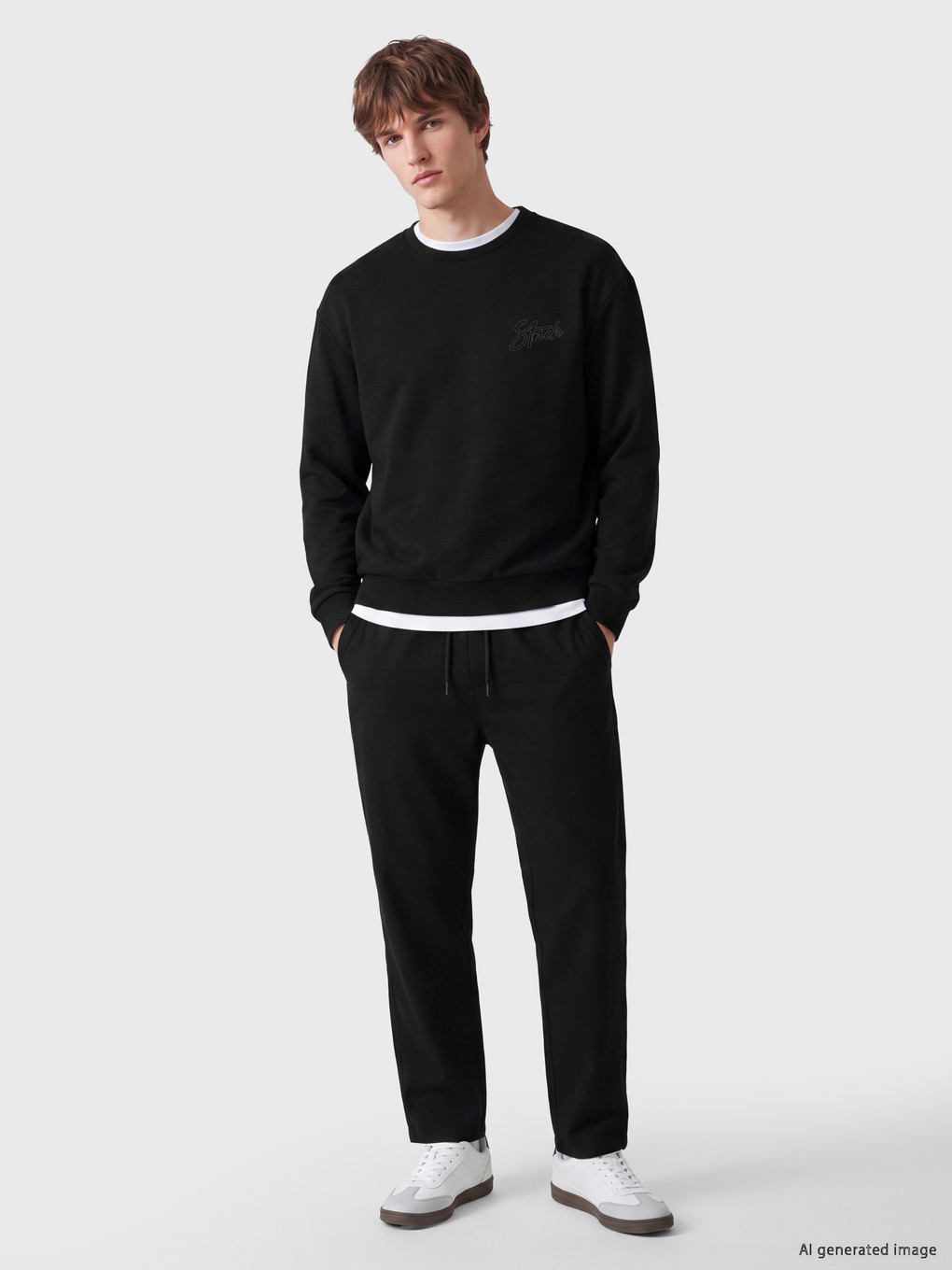 Crew Neck Embroidered Men's Sweatshirt-2