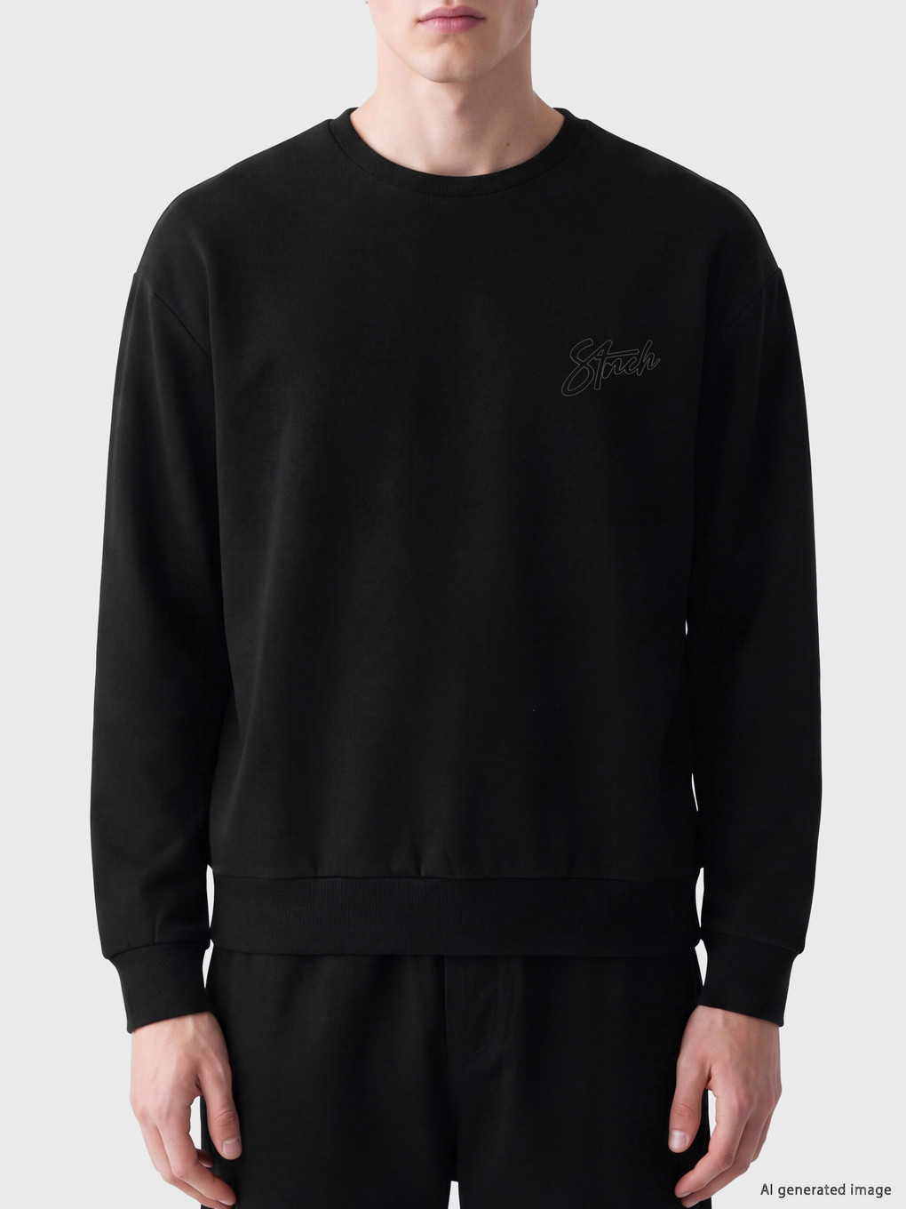 Crew Neck Embroidered Men's Sweatshirt-3