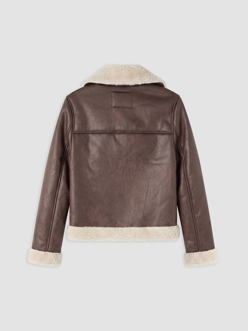 Faux Fur Collar Women's Faux Leather Coat-6