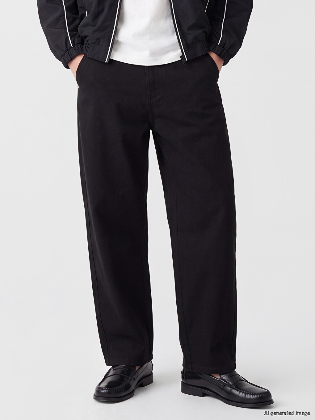 Relaxed Fit Gabardine Men's Trousers