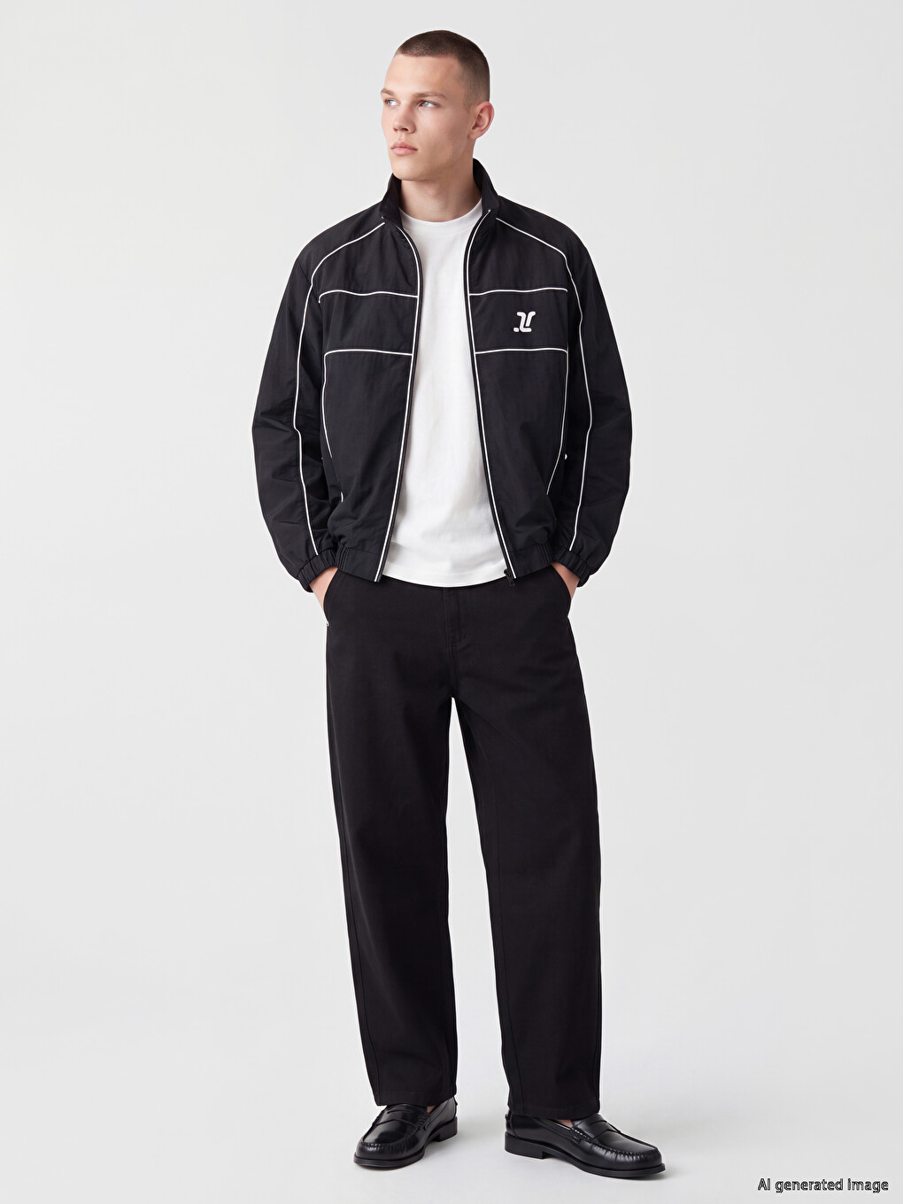 Relaxed Fit Gabardine Men's Trousers-1