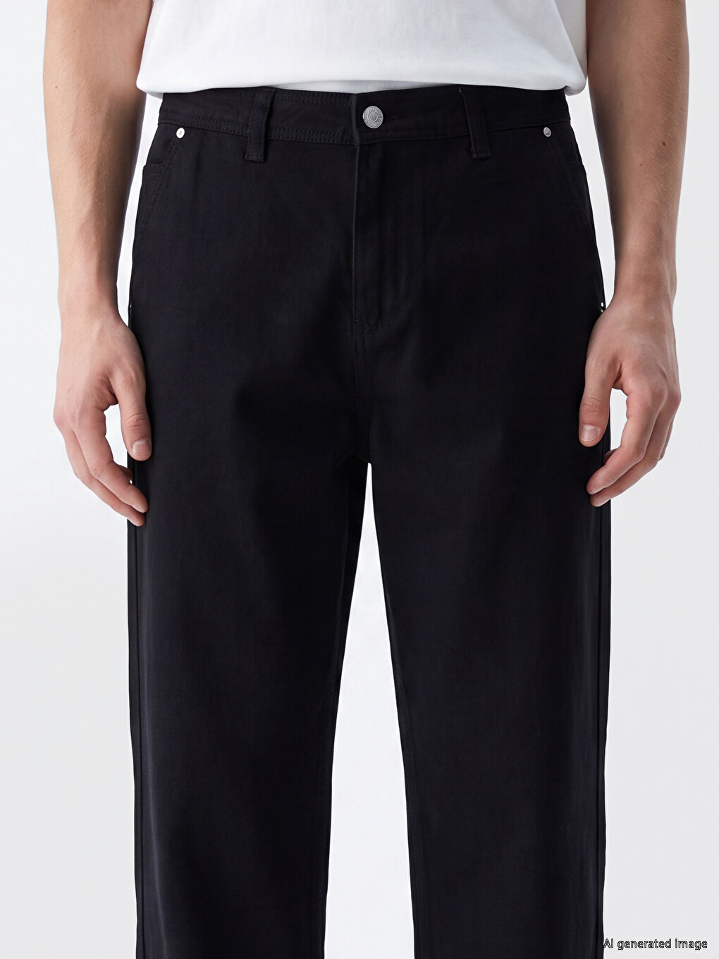 Relaxed Fit Gabardine Men's Trousers-2