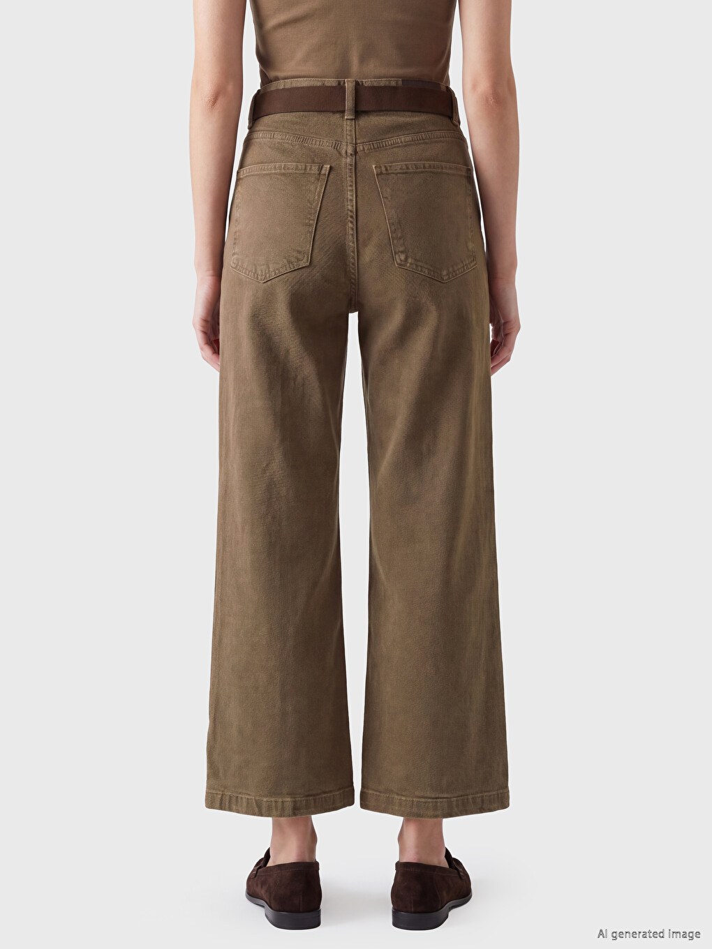 Waisted Belted Culotte Fit Women's Jeans-3