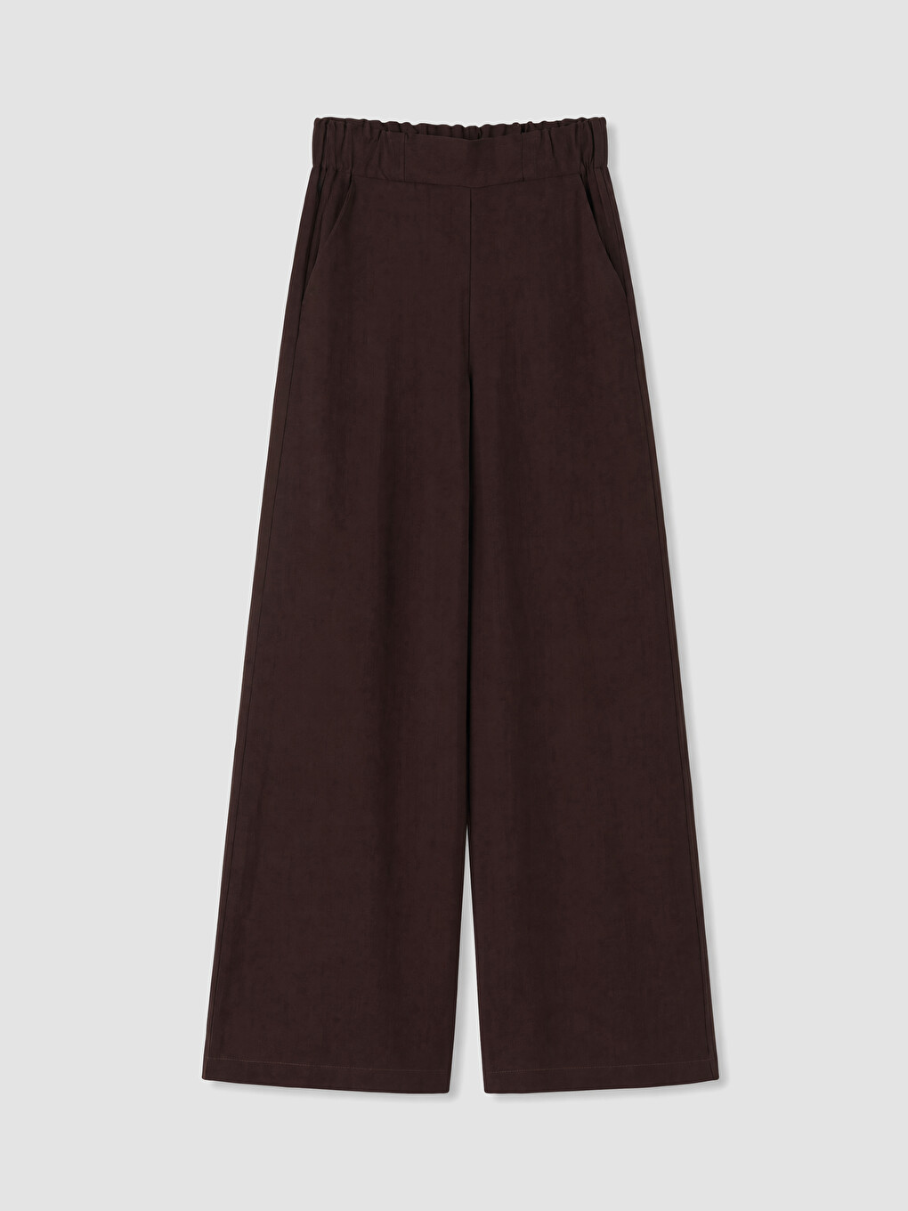 Bordo Beli Lastikli Geniş Paça Kadın Pantolon