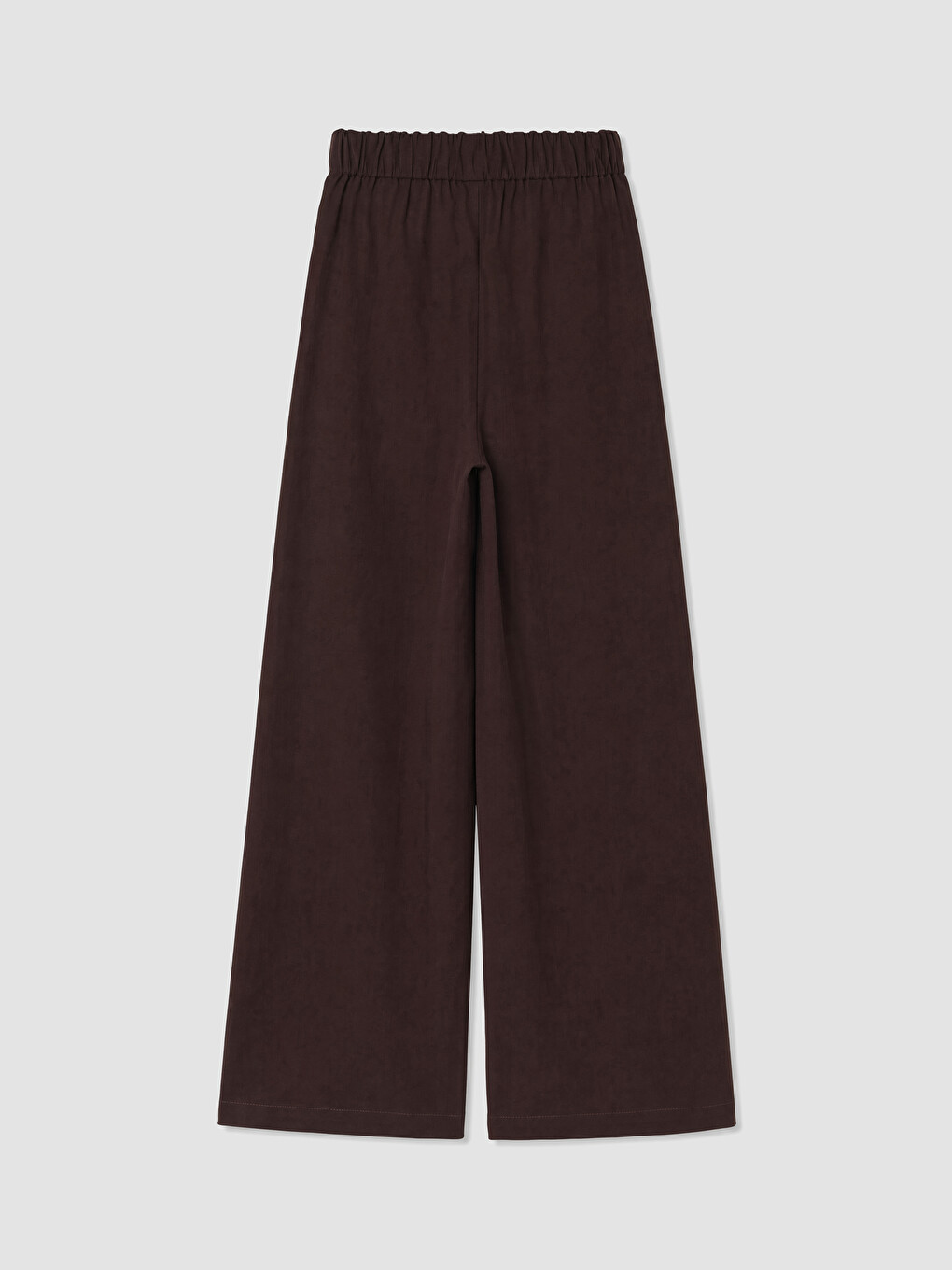 Bordo Beli Lastikli Geniş Paça Kadın Pantolon-2