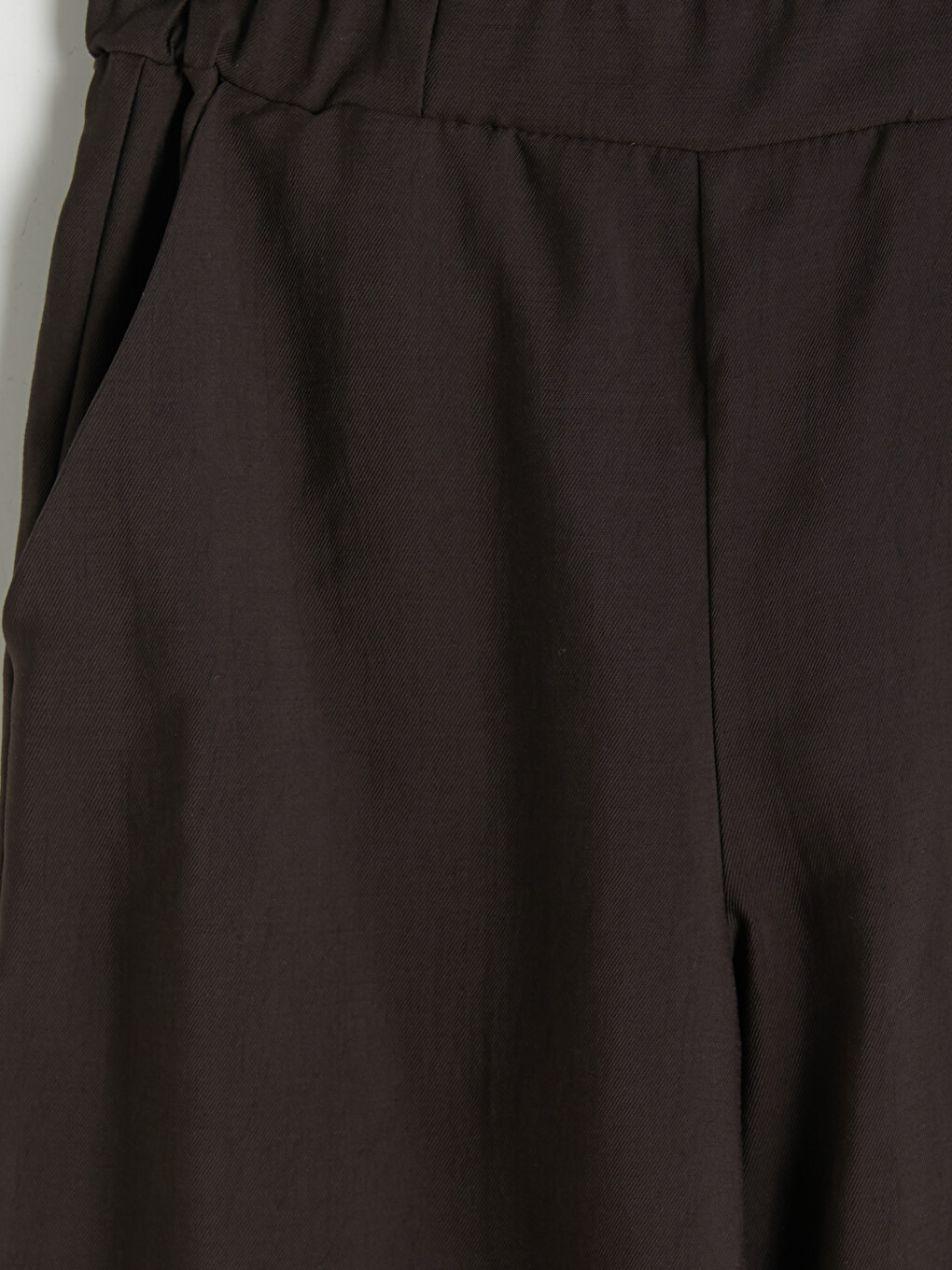 Kahverengi Beli Lastikli Geniş Paça Kadın Pantolon-2