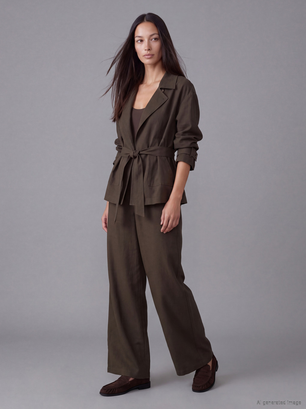 Elastic Waist Wide Leg Women's Trousers