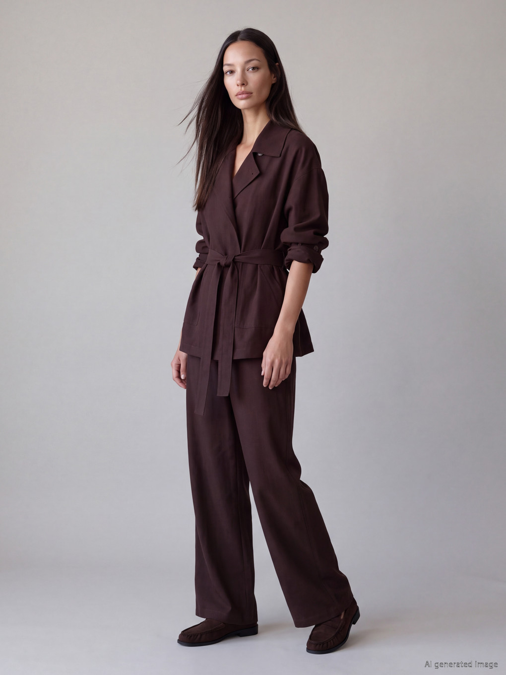 Elastic Waist Wide Leg Women's Trousers