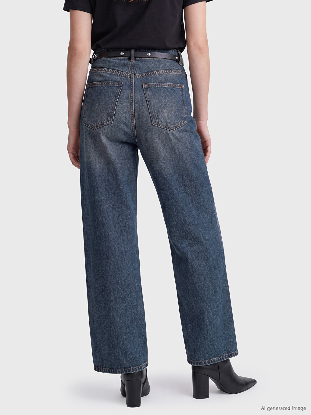 İndigo Wideleg Kadın Jean Pantolon-3