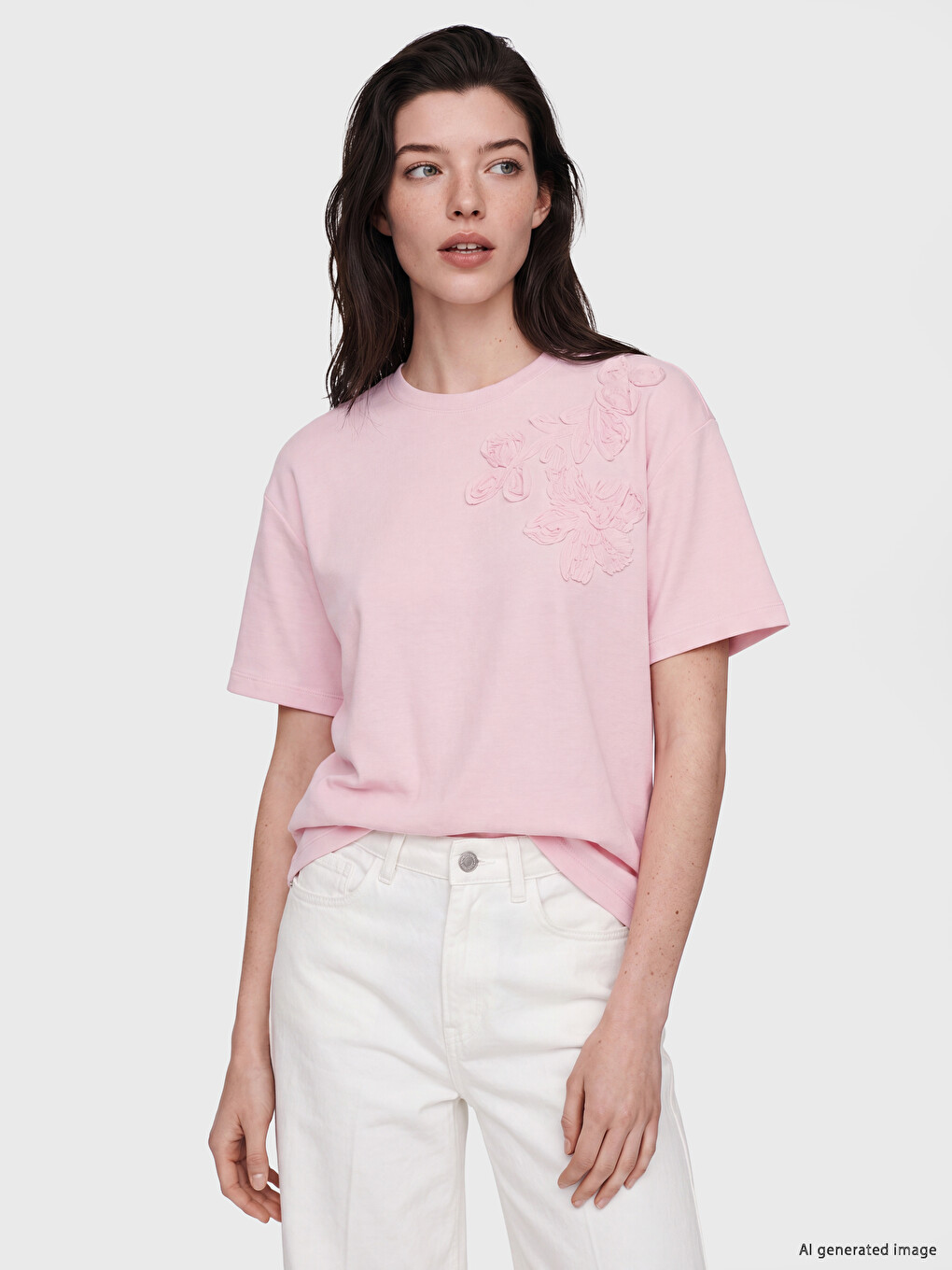 Soft Touch Flower Appliquéd Blouse