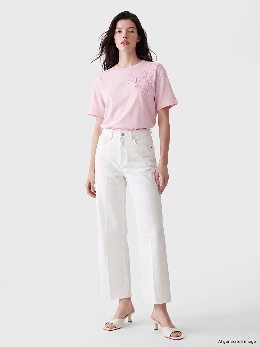 Soft Touch Flower Appliquéd Blouse-1