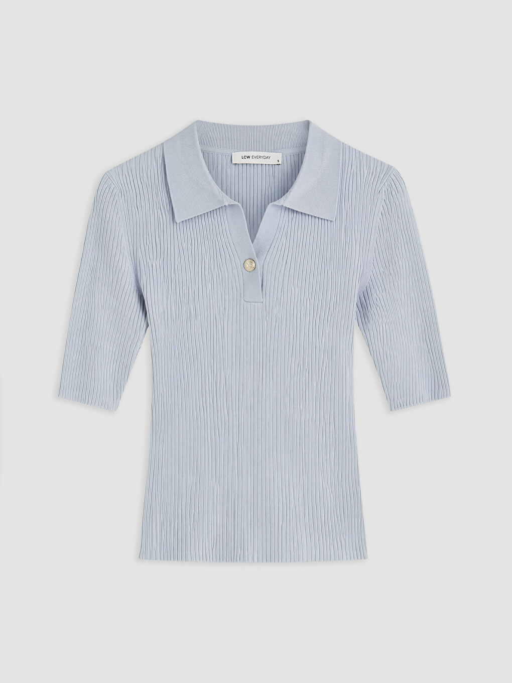 Polo Collar Short Sleeve Women's Knitwear Sweater-4