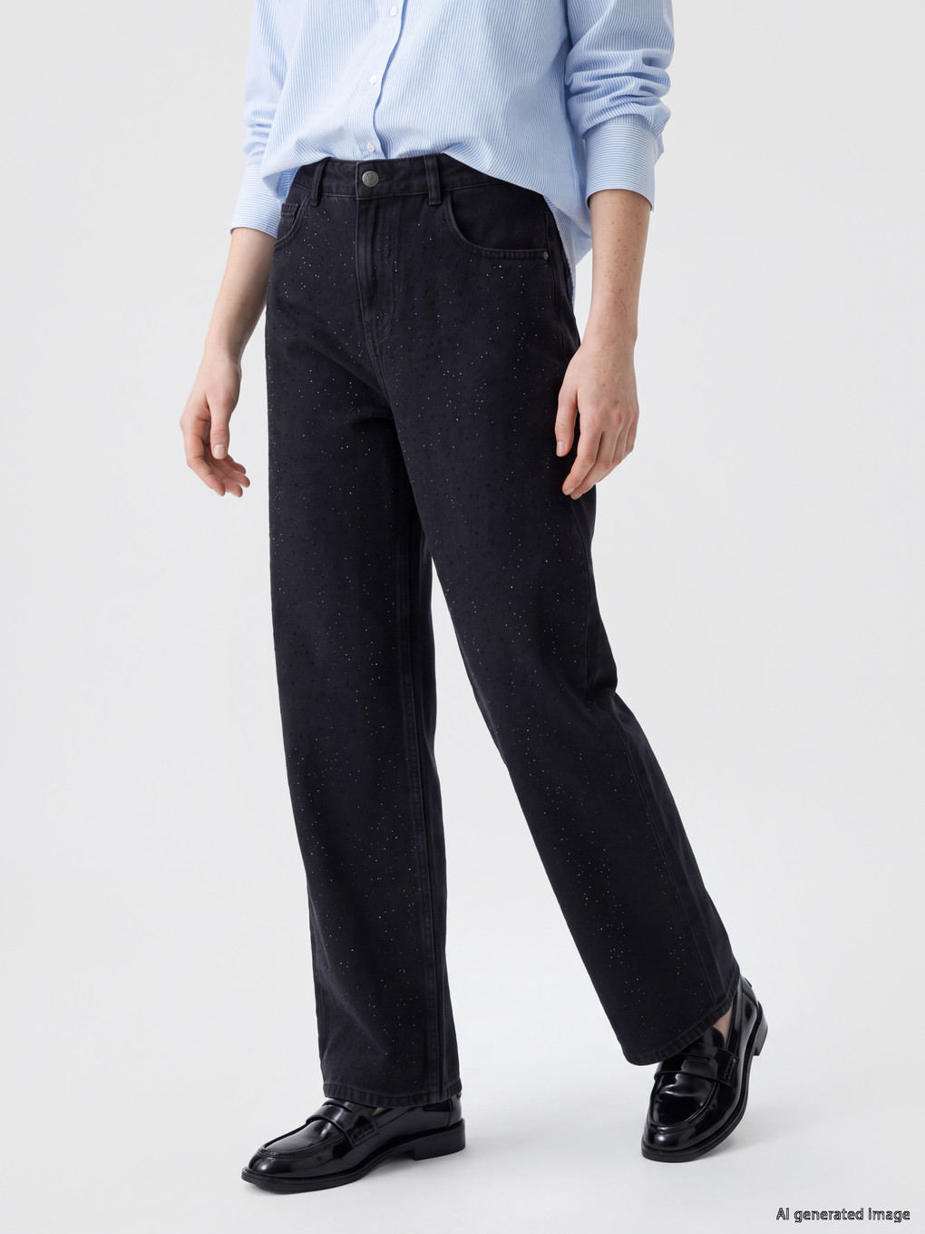Rhinestone Embellished Wideleg Jean-1