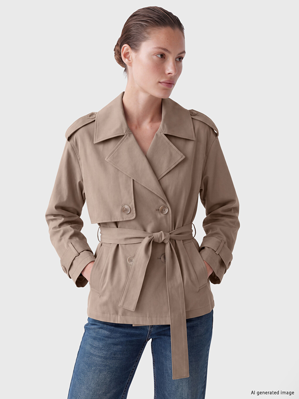 Double-breasted Collar Women's Trench Coat