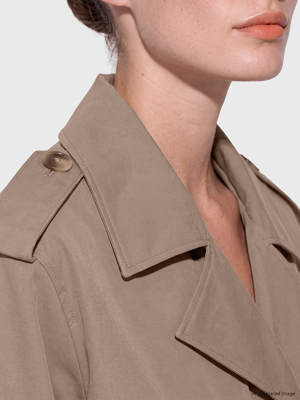 Double-breasted Collar Women's Trench Coat-2