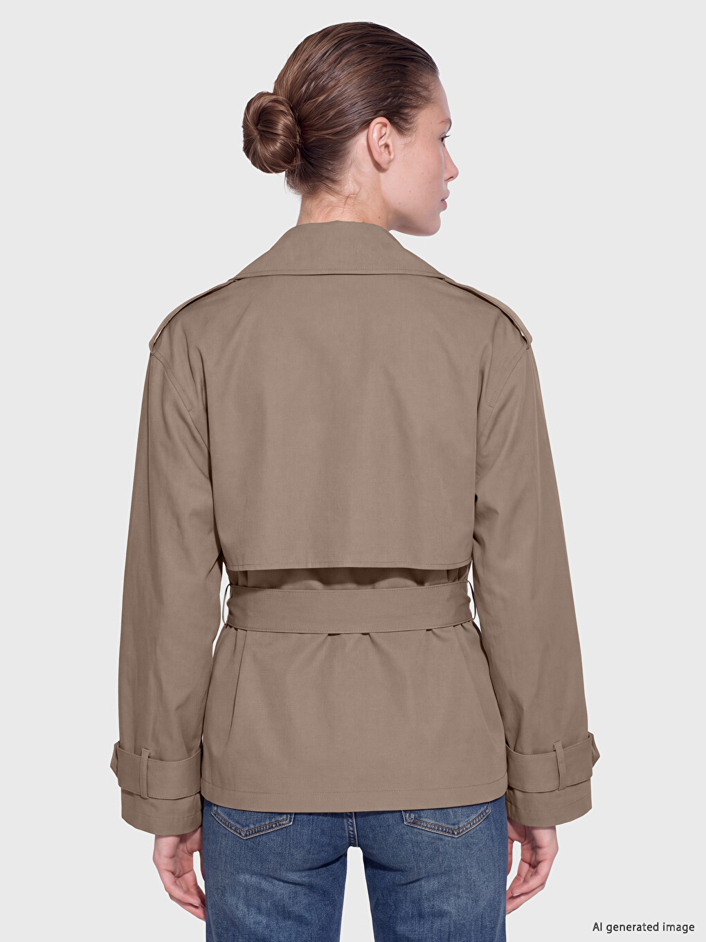 Double-breasted Collar Women's Trench Coat-3