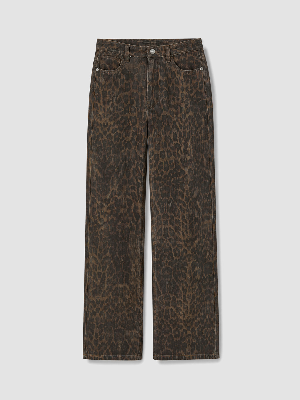 Leopard Print Straight Fit Women's Jeans-4