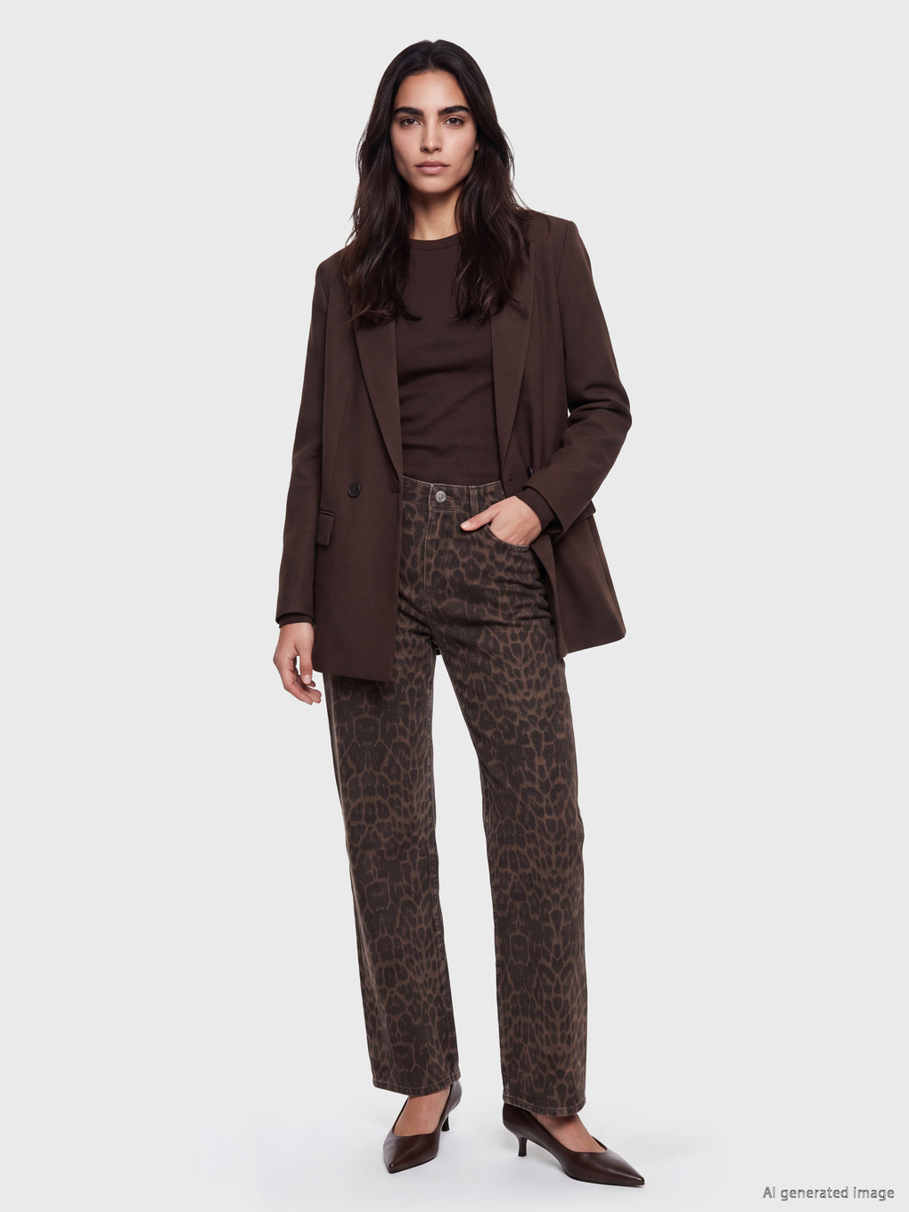 Leopard Print Straight Fit Women's Jeans
