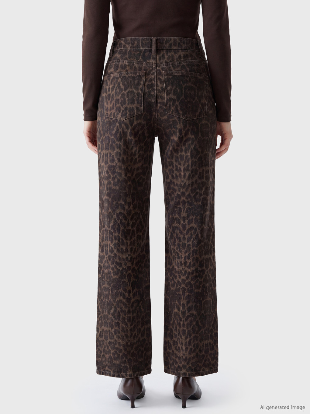 Leopard Print Straight Fit Women's Jeans-3