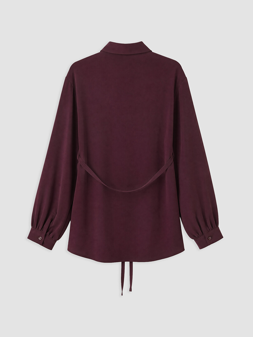 Bordo Beli Kuşaklı Kadın Gömlek Tunik-1