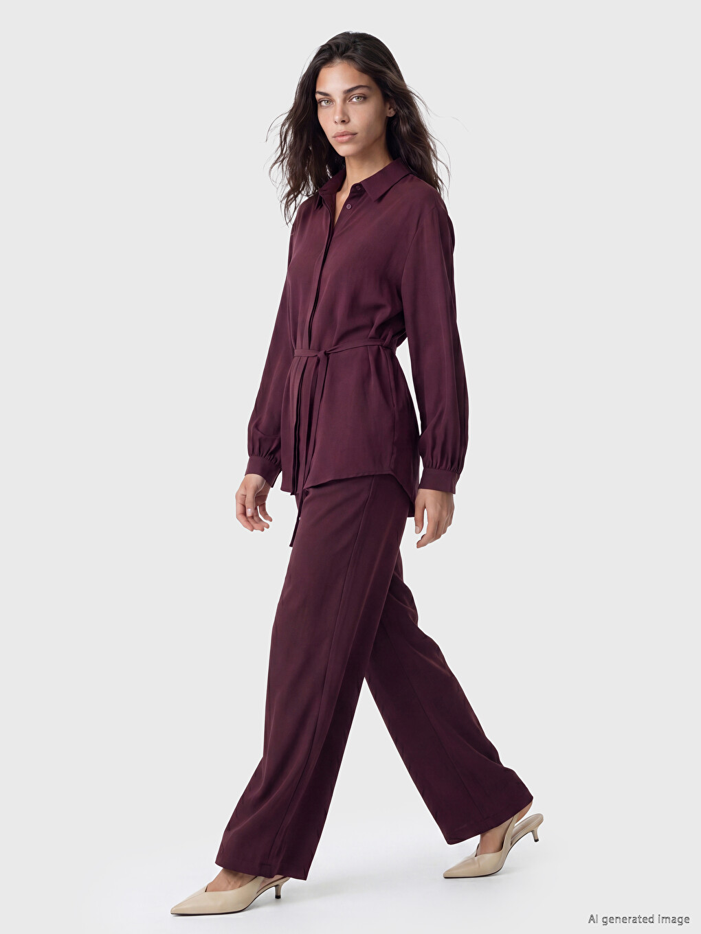 Belted Waist Women's Shirt Tunic-1