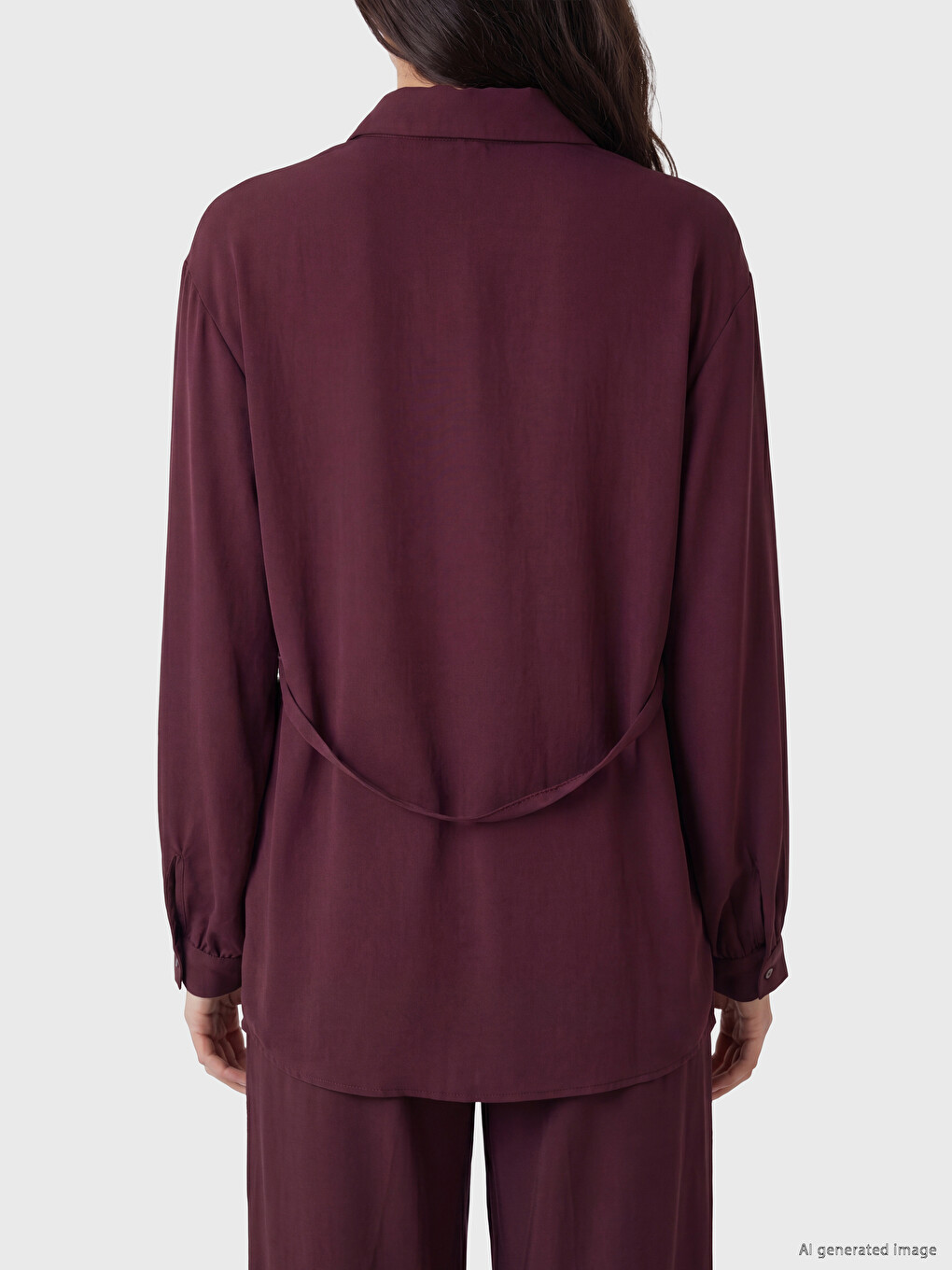 Belted Waist Women's Shirt Tunic-3