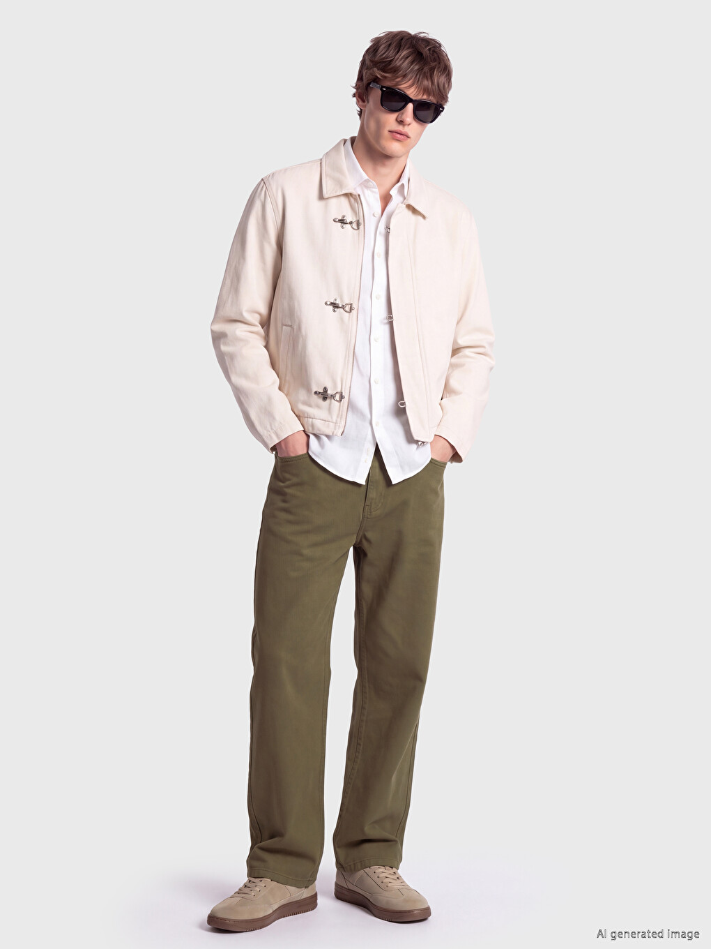 Bej Relax Fit Gabardin Erkek Pantolon