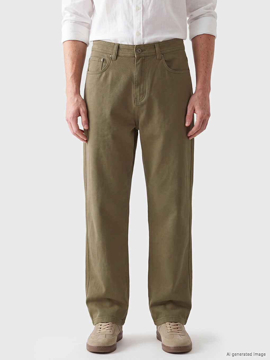 Bej Relax Fit Gabardin Erkek Pantolon-1