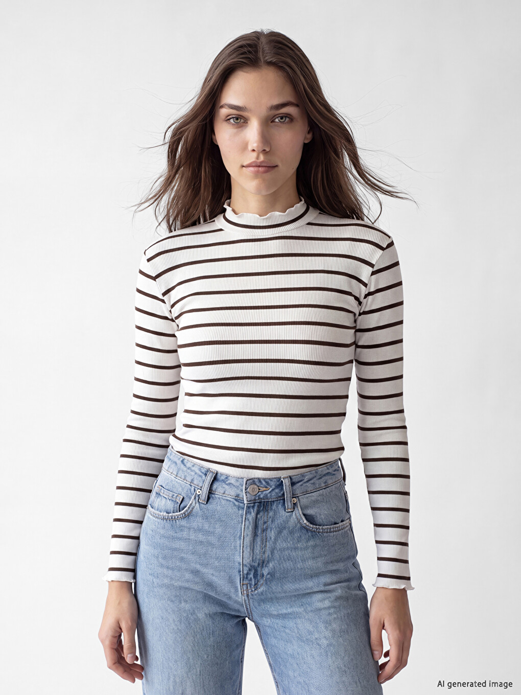 Mock Neck Striped Women's Body