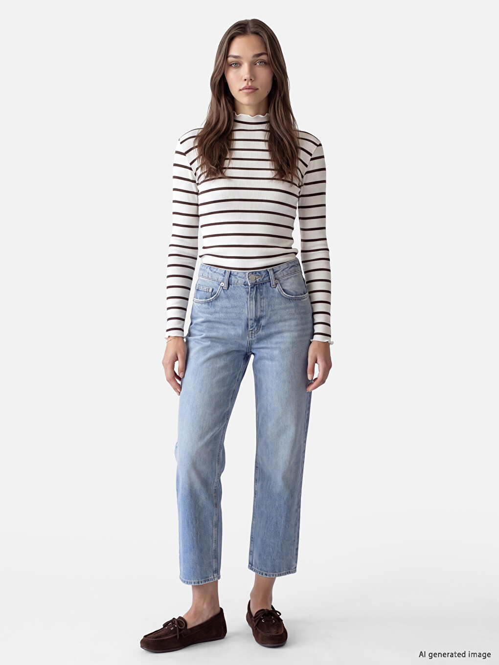 Mock Neck Striped Women's Body-1