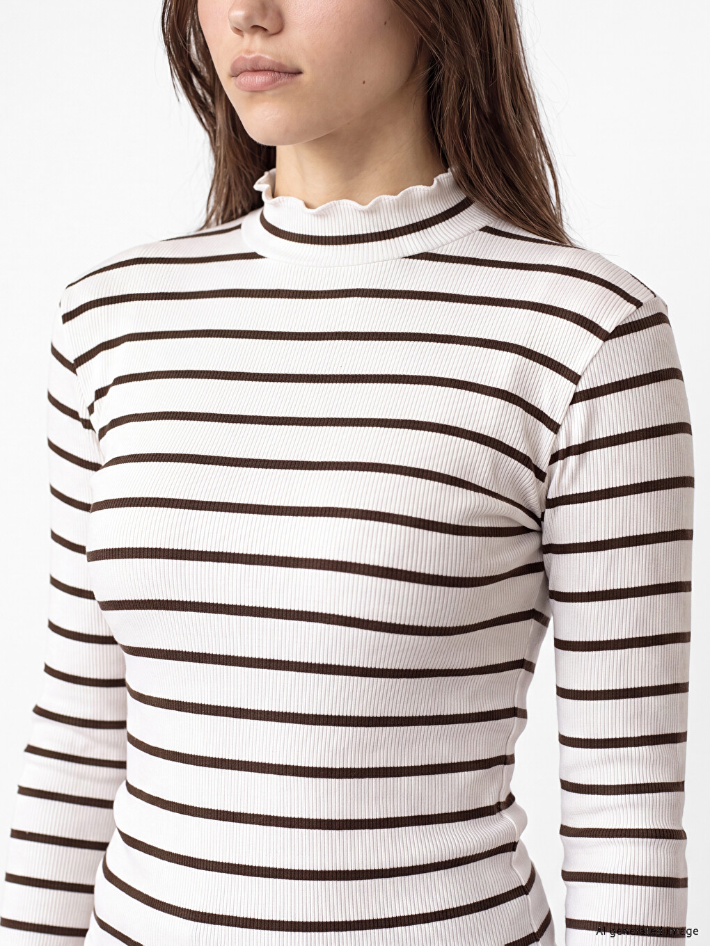 Mock Neck Striped Women's Body-2