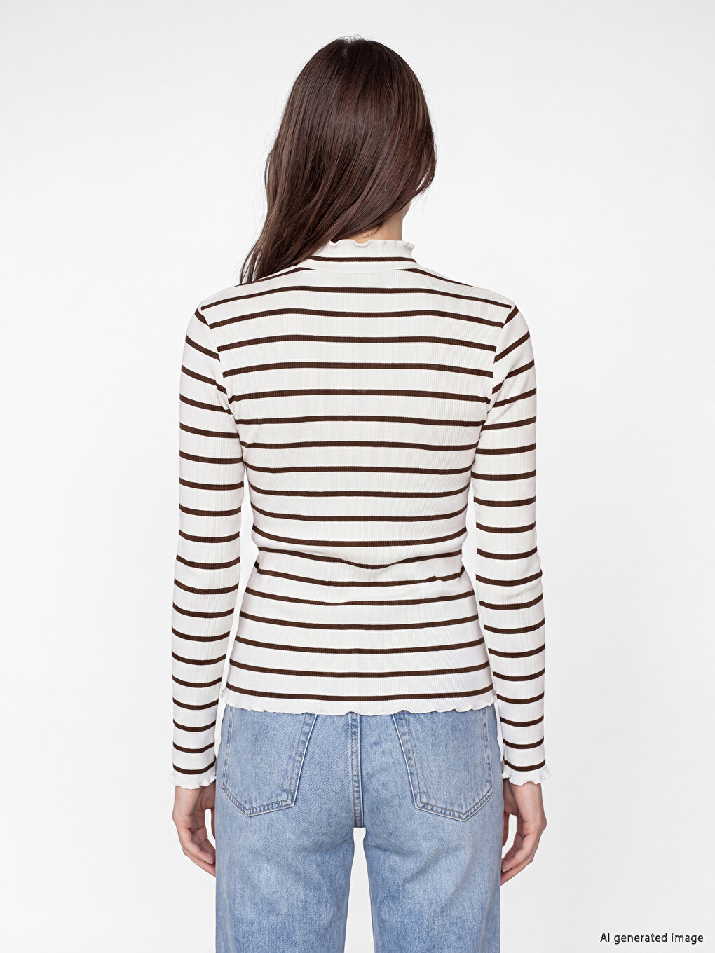 Mock Neck Striped Women's Body-3