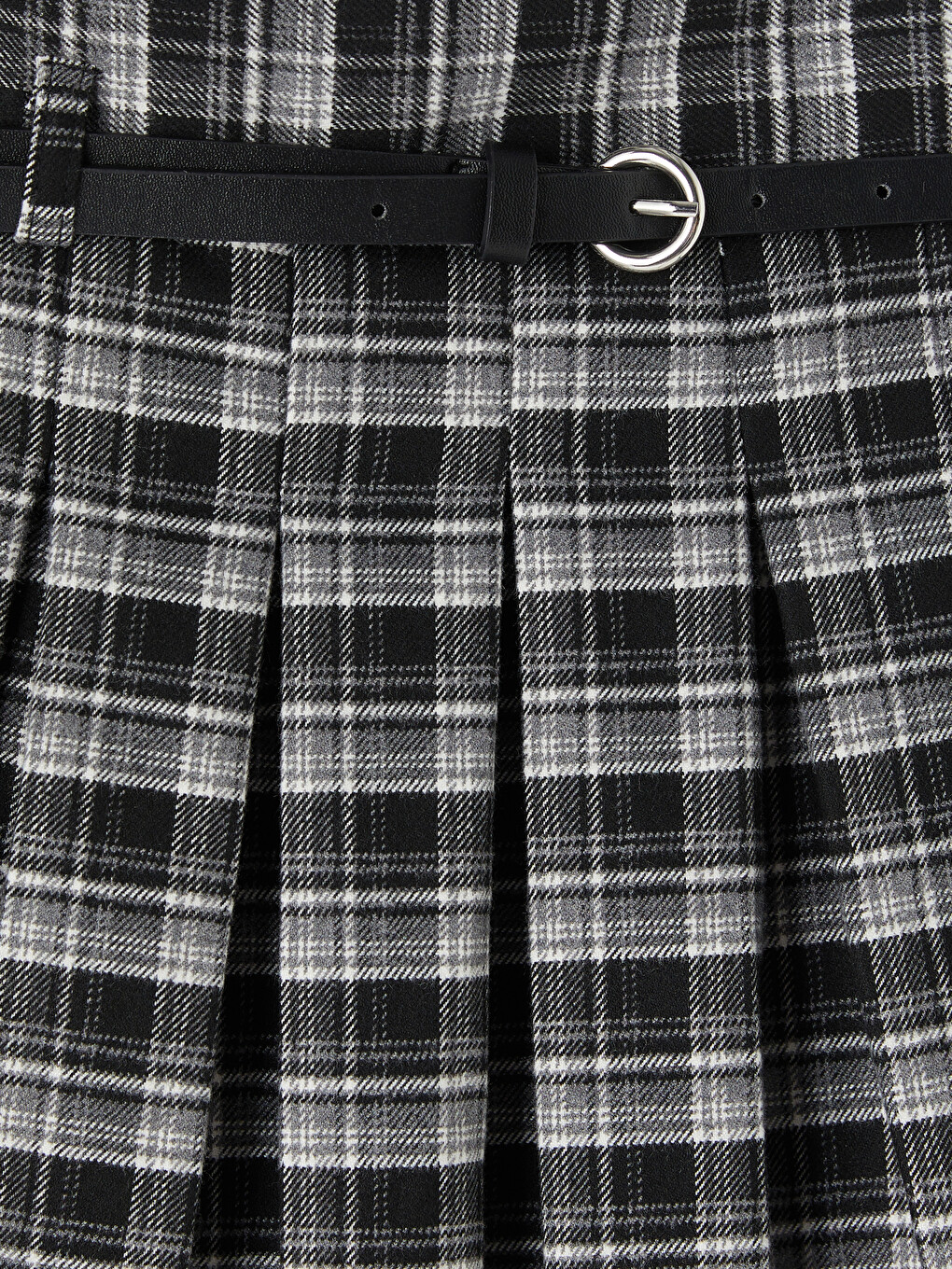 Belted A Cut Plaid Pleated Mini Skirt-5