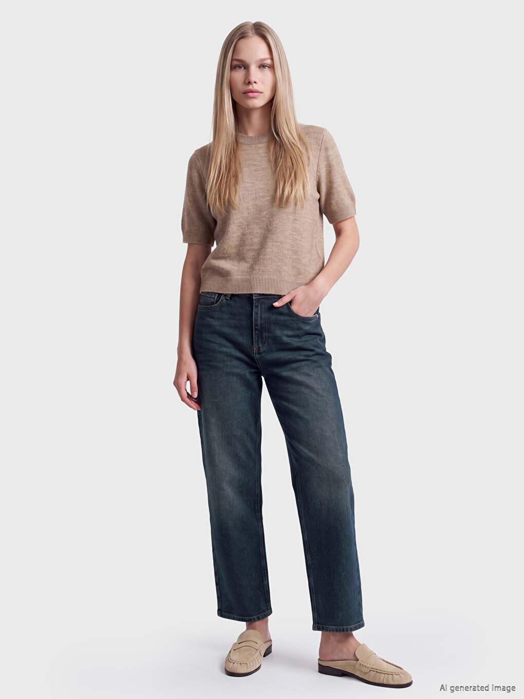 İndigo Boyfriend Fit Kadın Jean Pantolon