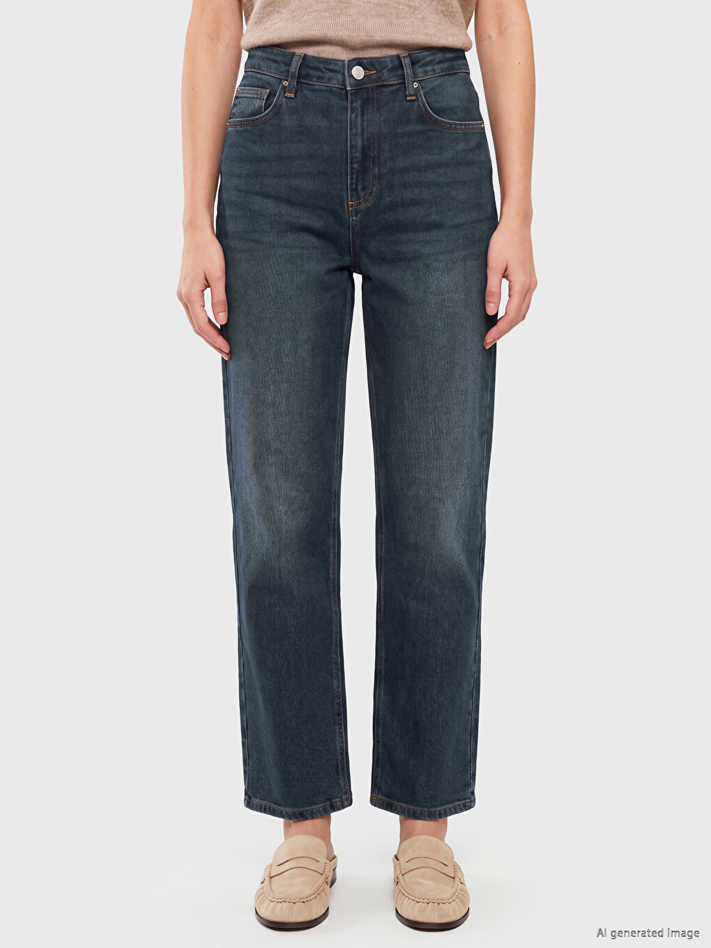 İndigo Boyfriend Fit Kadın Jean Pantolon-1